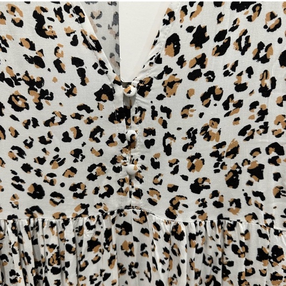 Ebby & I Maxi Dress White Leopard Animal Print Pockets Long Boho Size 10 NWT New - Picture 6 of 15